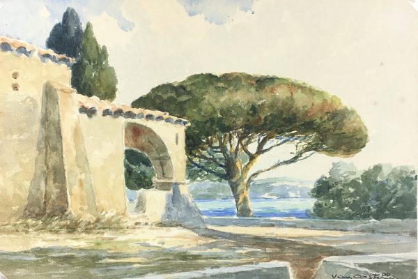 Lakes & Ponds Original Art - Mediterranean, Signed, French, c. 1930
