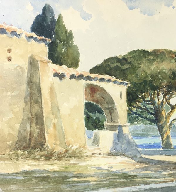 Lakes & Ponds Original Art - Mediterranean, Signed, French, c. 1930