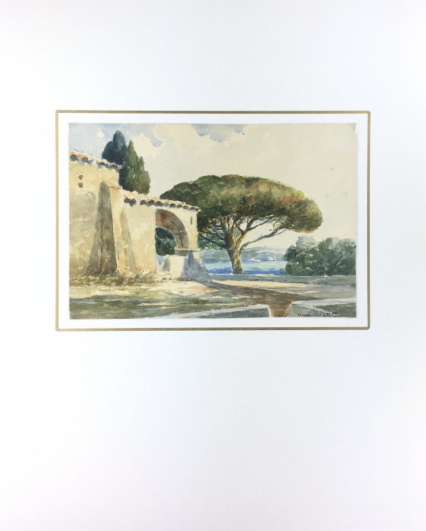 Lakes & Ponds Original Art - Mediterranean, Signed, French, c. 1930