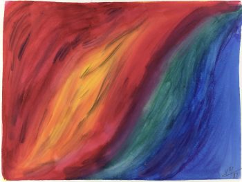 Abstract Modern Original Art - Color Waves, Signed, French, 1989