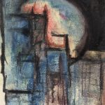 Abstract Modern Original Art - Cityscape Abstract, Signed, 1990s