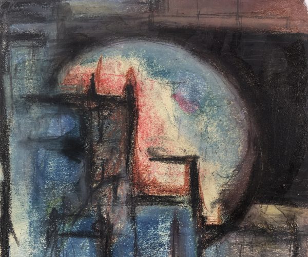 Abstract Modern Original Art - Cityscape Abstract, Signed, 1990s