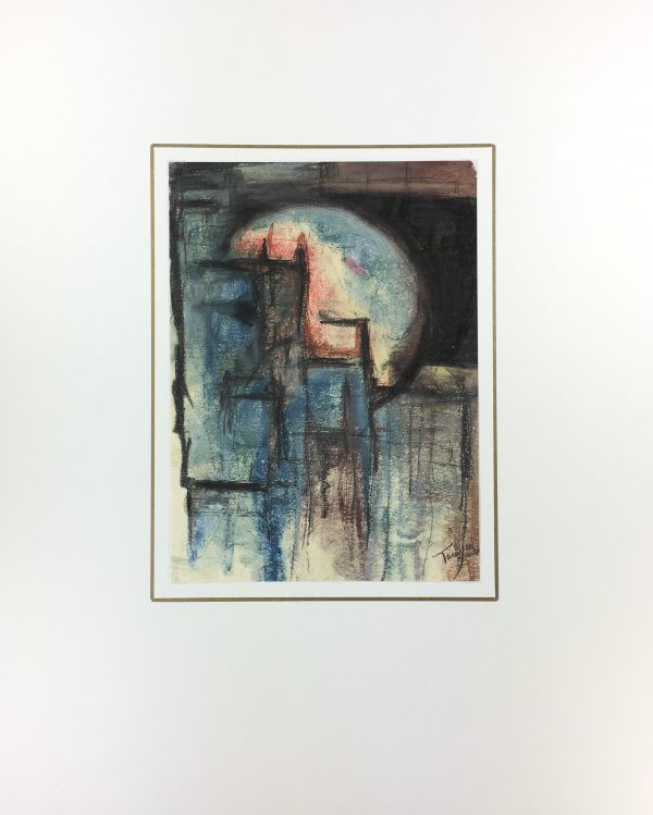 Abstract Modern Original Art - Cityscape Abstract, Signed, 1990s