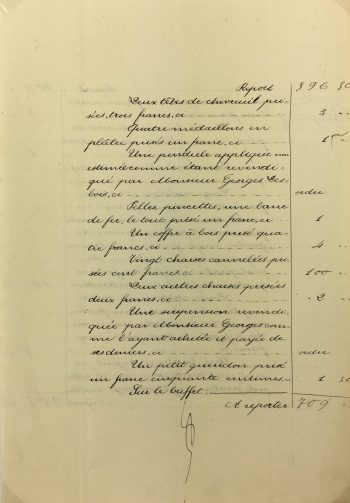 Manuscripts Original Art - Deer Head & Chaise, Inventory, 1901