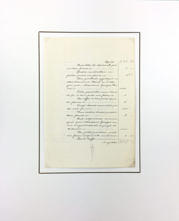 Manuscripts Original Art - Deer Head & Chaise, Inventory, 1901