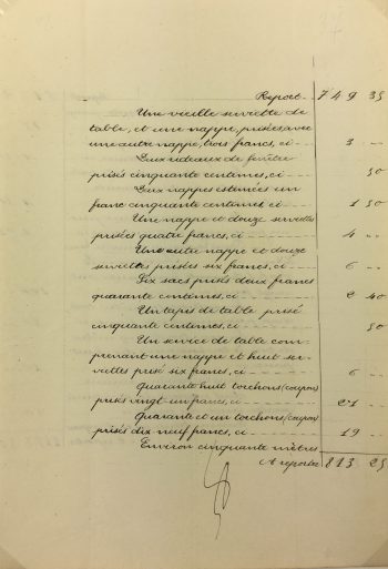 Manuscripts Original Art - Rug & Silverware, Inventory, 1901