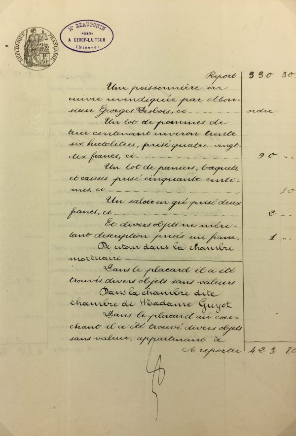 Manuscripts Original Art - Potatoes & Salt, Inventory, 1901