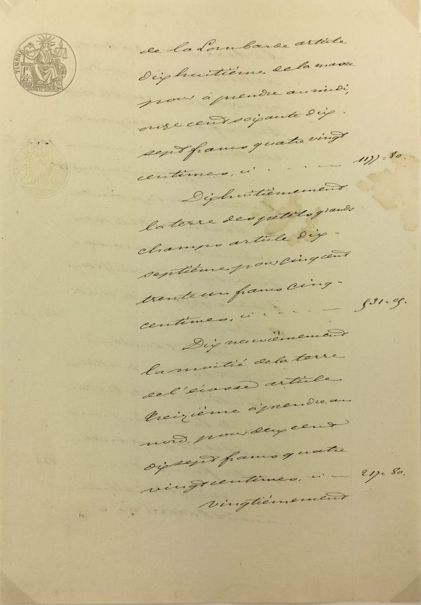 Manuscripts Original Art - Land L'Ecosse, French Manuscript, 1851