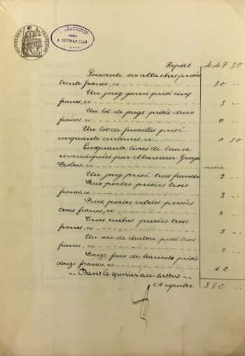 Manuscripts Original Art - Farming Tools, Inventory, 1901