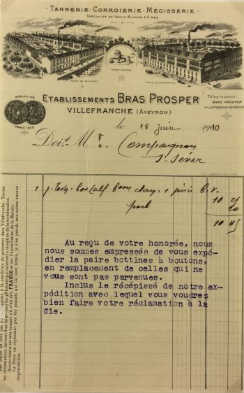 Manuscripts Original Art - Shoe Buying Receipt, M.F. Compagnon, 1910