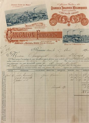 Manuscripts Original Art - Purchase Receipt, Roof Tiles, 1890