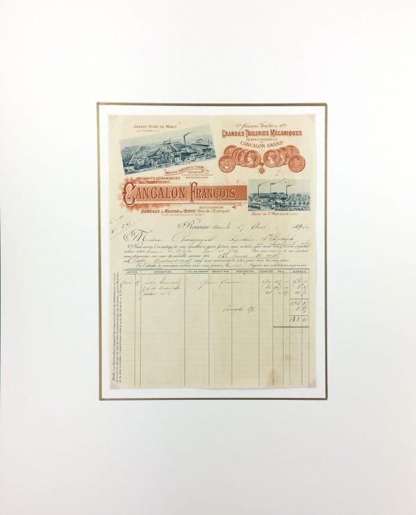 Manuscripts Original Art - Purchase Receipt, Roof Tiles, 1890