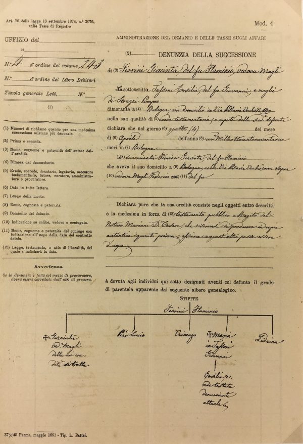 Manuscripts Original Art - Italian Manuscript, Succession, 1892