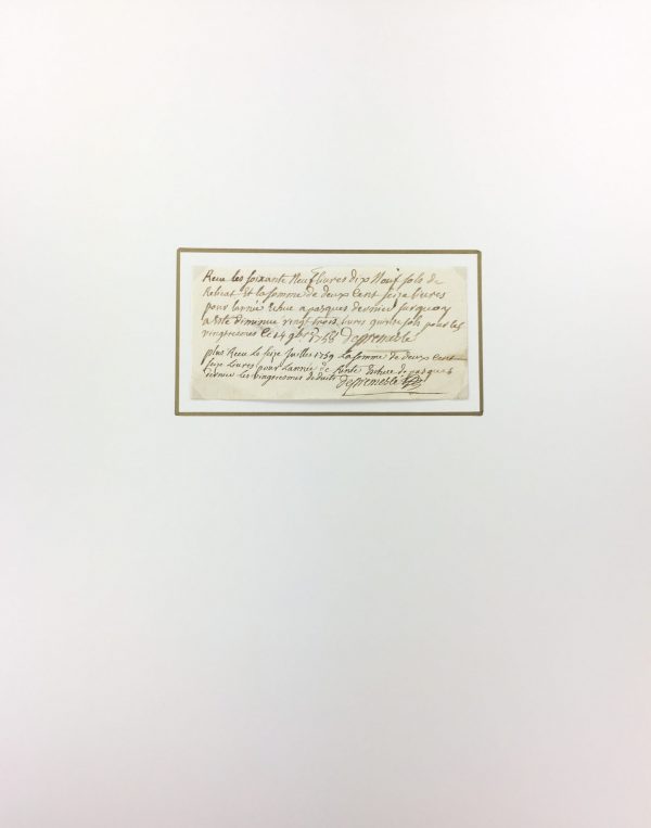 Manuscripts Original Art - Receipt, Louis XV, 1759