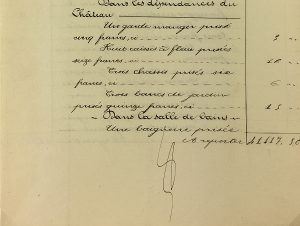 Manuscripts Original Art - Château Beds , Inventory, 1901
