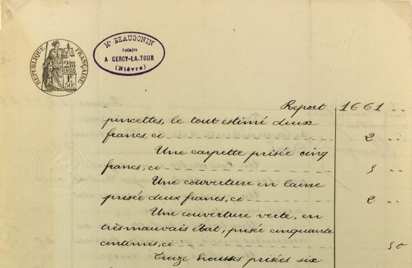 Manuscripts Original Art - Bedding, Inventory, 1901