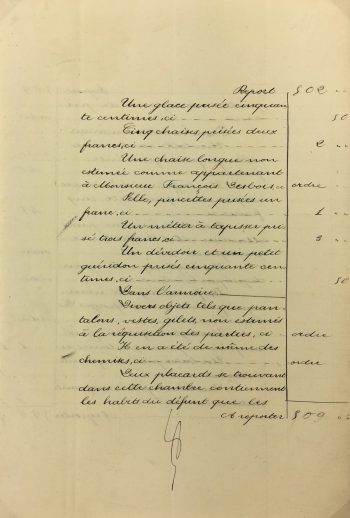 Manuscripts Original Art - Chaise & Armoire, Inventory, 1901
