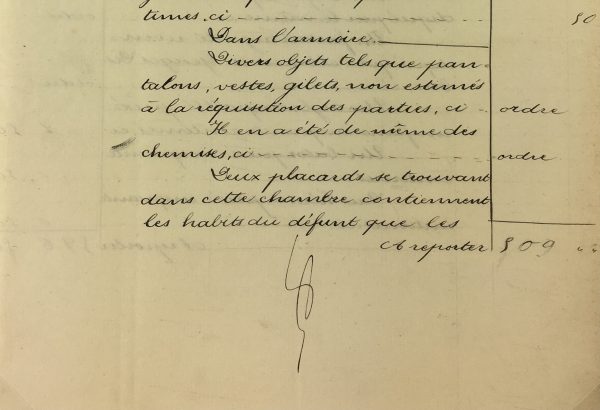 Manuscripts Original Art - Chaise & Armoire, Inventory, 1901