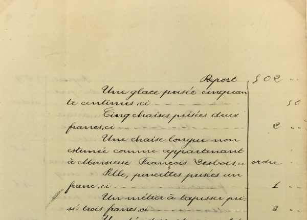 Manuscripts Original Art - Chaise & Armoire, Inventory, 1901