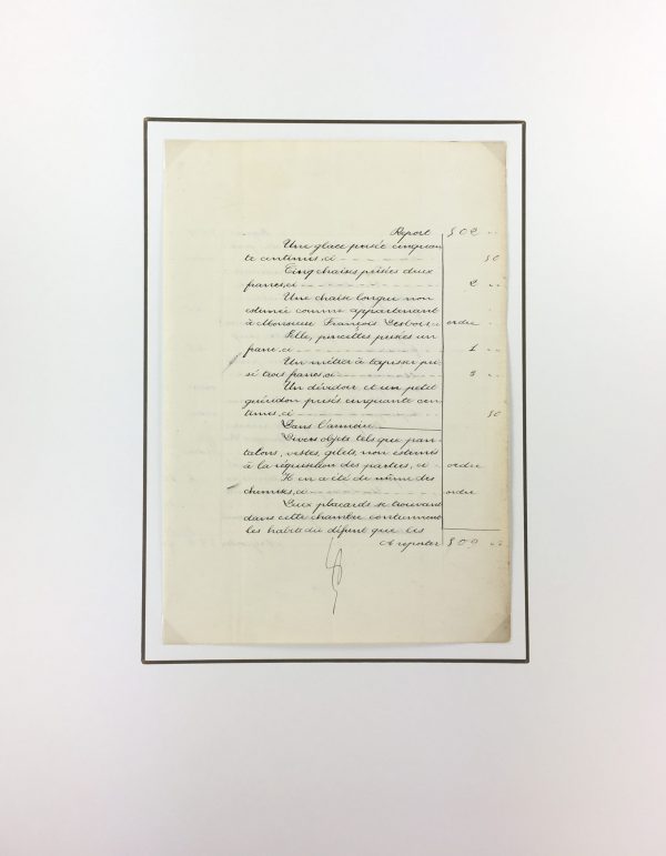 Manuscripts Original Art - Chaise & Armoire, Inventory, 1901