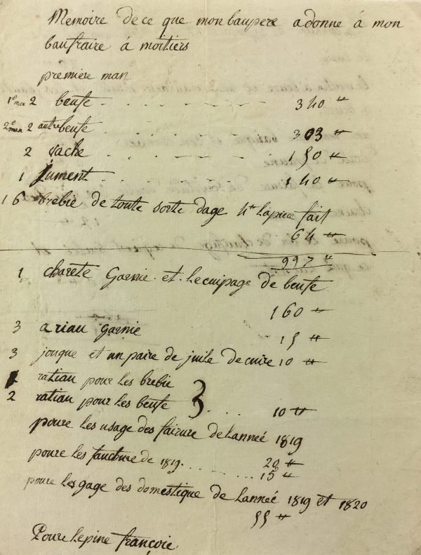 Manuscripts Original Art - Bequeathal, French, 1819