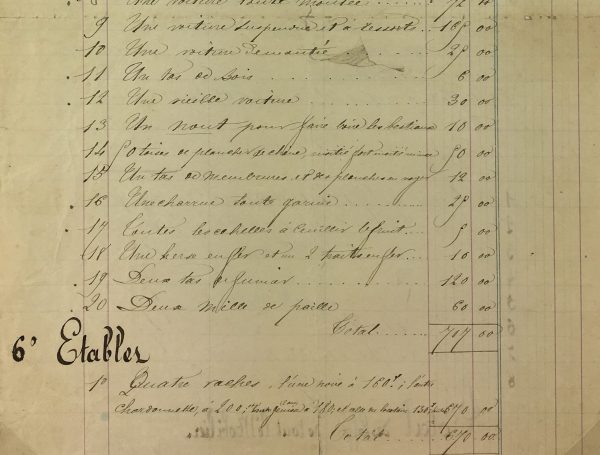 Manuscripts Original Art - French Manuscript, Furniture List, c.1870