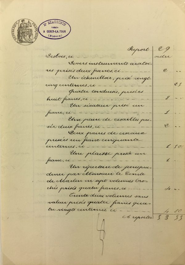 Manuscripts Original Art - Garden Tools, Inventory, 1901