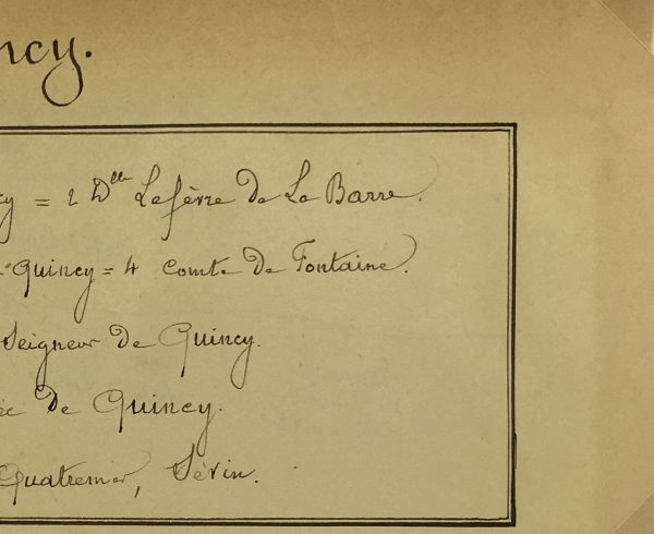 Manuscripts Original Art - Quincy, Paris Genealogy, C.1865