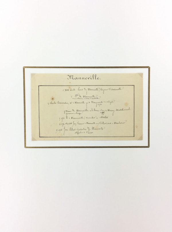 Manuscripts Original Art - Manneville, Paris Genealogy, C.1865