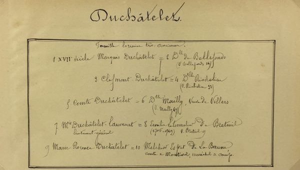 Manuscripts Original Art - Duchatelet, Paris Genealogy, C.1865