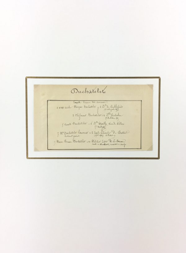 Manuscripts Original Art - Duchatelet, Paris Genealogy, C.1865