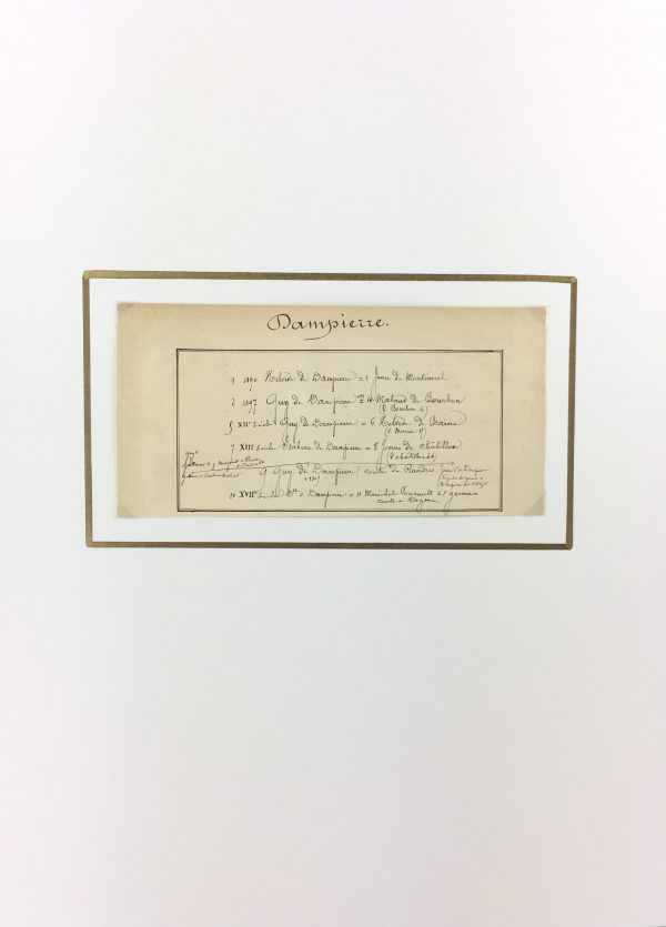 Manuscripts Original Art - Dampierre, Paris Genealogy, C.1865