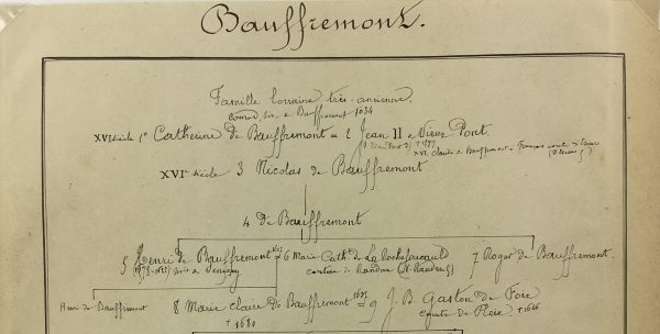 Manuscripts Original Art - Bouffremont, Paris Genealogy, C.1865