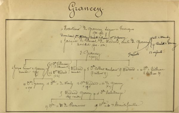 Manuscripts Original Art - Grancey , Paris Genealogy, C.1865