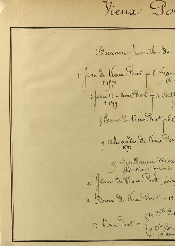 Manuscripts Original Art - Vieux Pont , Paris Genealogy, C.1865