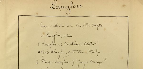 Manuscripts Original Art - Langlois, Paris Genealogy, C.1865