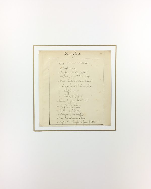 Manuscripts Original Art - Langlois, Paris Genealogy, C.1865