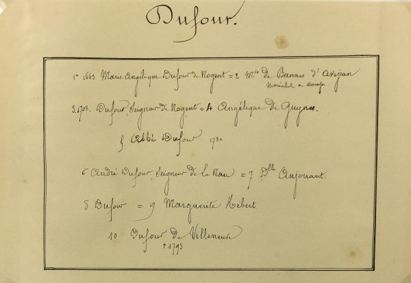 Manuscripts Original Art - Dofour, Paris Genealogy, C.1865