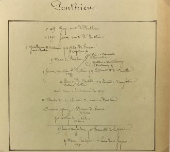 Manuscripts Original Art - Ponthieu, Paris Genealogy, C.1865