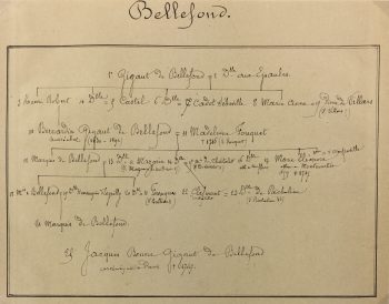 Manuscripts Original Art - Bellefond, Paris Genealogy, C.1865