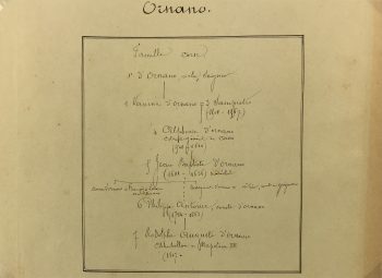 Manuscripts Original Art - Ornano, Paris Genealogy, C.1865