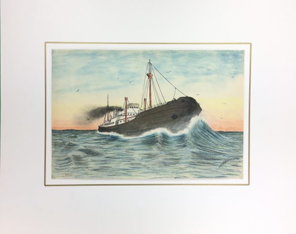 Maritime Original Art - At Sea, Signed, French, c.1970