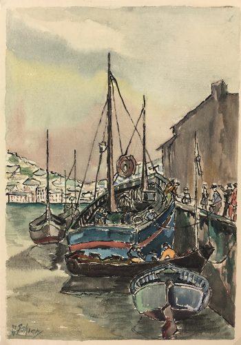 Maritime Original Art - Fisherman, M. Sohier, c.1940