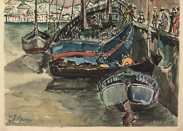 Maritime Original Art - Fisherman, M. Sohier, c.1940