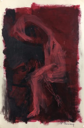 Modern Original Art - Red Abstract, P. Chermain, 2000s