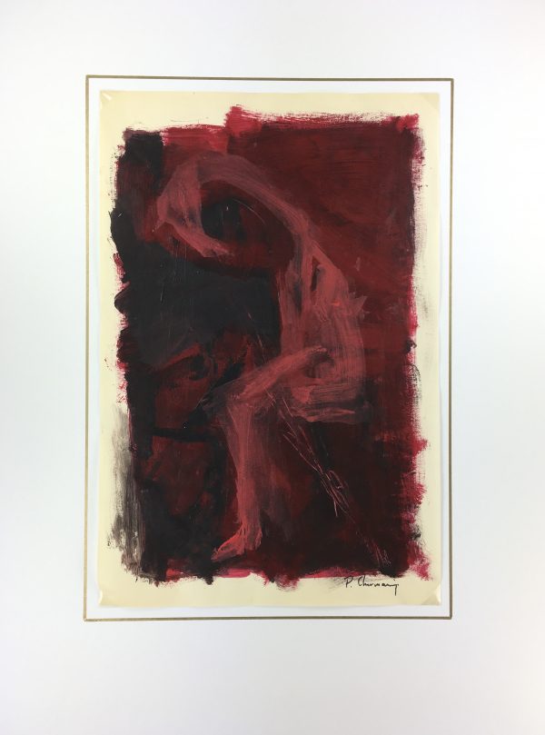 Modern Original Art - Red Abstract, P. Chermain, 2000s