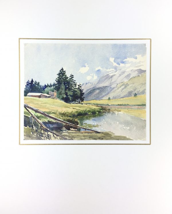 Mountains Original Art - Mountain Landscape, French, c. 1950