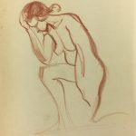 Nudes Original Art - Kneeling Nude, French, c.1940