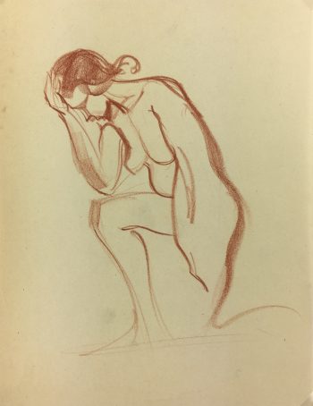 Nudes Original Art - Kneeling Nude, French, c.1940