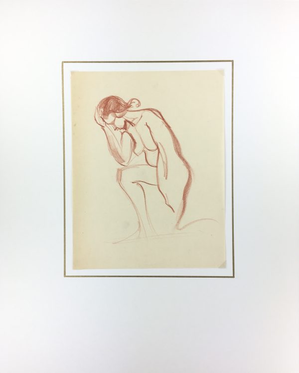 Nudes Original Art - Kneeling Nude, French, c.1940